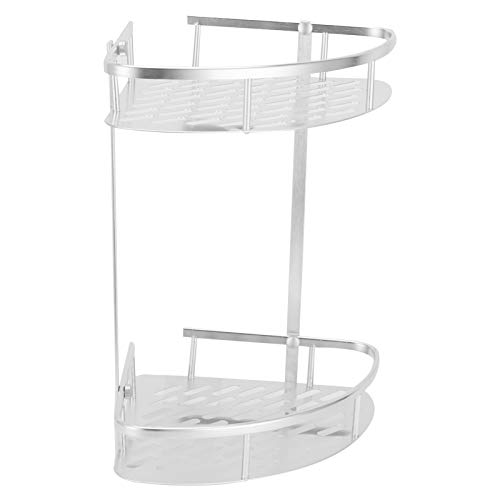 Jwthee Esquina para carrito de ducha de pie, organizador de carrito de ducha de esquina de pie de 2 niveles, estante de ducha de aluminio, almacenamiento en estante para baño, cocina,