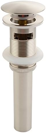 Bathroom Sink Drain, Angle Simple Brass Pop Up Drain Stopper, Vessel Sink Drain with Overflow, Lavatory Vanity Sink Drain Stoppers Brushed Nickel