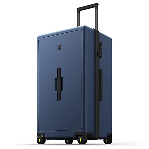 LEVEL8 Spinner Equipaje de Mano 75 cm, Maleta Grande de Viaje Rígida PC, Maleta de Equipaje con 8 Ruedas, Equipaje de Mano con Combinación TSA, 99L, Azul