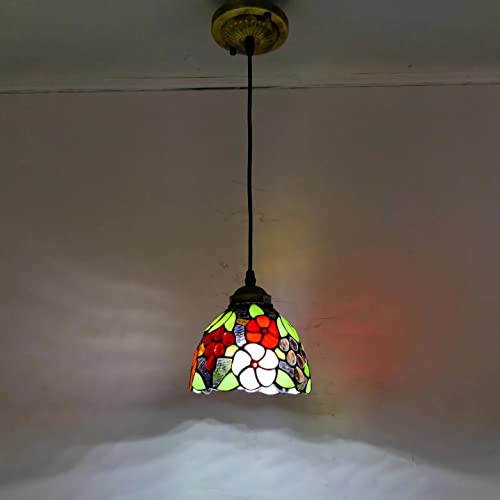 Lustre Tiffany verre teinté luminaire suspendu E27 chambre et cuisine