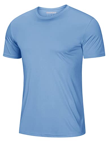 T-shirt homme bleu L coupe ajustée à manches courtes Dninmim