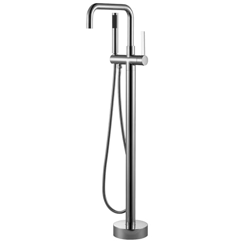 iVIGA Robinet de Baignoire Autoportant, Mitigeur Baignoire sur Pied, Mitigeur d'Eau Chaude et Froide, Mitigeur pour baignoire et douche, Pivotant À 360° Bec,...