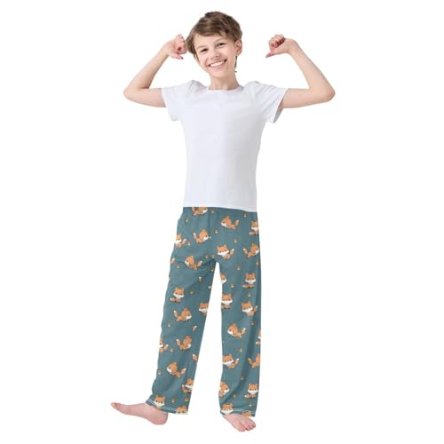Autumn Fox Boys Long Pants Soft Trousers Elastic Waist Kids Lounge Bottoms with Pockets S-XL2