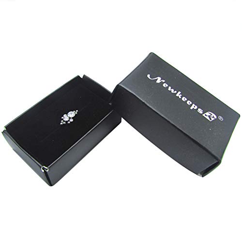 NewkeepsR 16G G23 Titanium Internally Threaded Cubic Zirconia Lozenge Bezel Cluster Gem Top Cartilage Labret Stud - Thumbnail 5