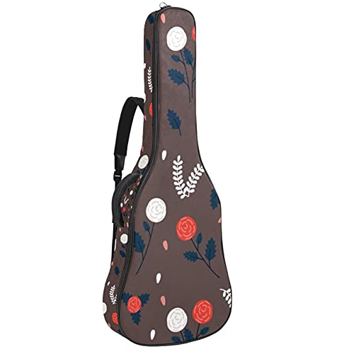 Housse de guitare acoustique 106 cm marron à motif fleur