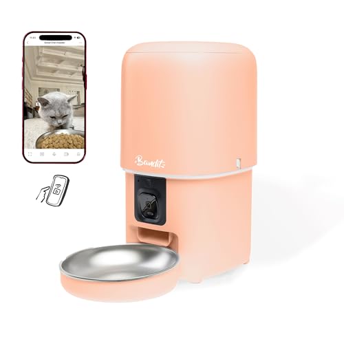 Bandit - Distributore di crocchette Intelligent Pesca - Monitoraggio dietetico per gatti e cani di piccola taglia - Programmazione fino a 15 pasti - Fotocamera HD & Micro - Serbatoio ermetico 4L