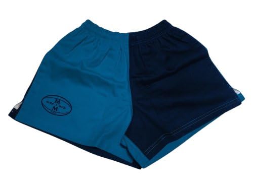 Oz OverBoots Muck & Maul Two Tone Harlequin Rugby Shorts Durable 100% Cotton Drill with Deep Pockets Tie Cord & Side Vents Ideal for Rugby Workwear & Young Farmers - S/Peacock Blue and Navy