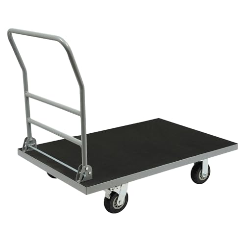 Heavy Duty Platform Cart Flatbed Trolley Trolley Folding Flatbed Trolley Mobile Trolley with 5'' Swivel Wheels 2000LBS Capacity Designed with Brakes for Grocery Stores, Garages, Warehouses