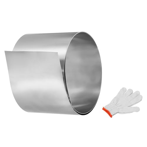MECCANIXITY Rollo de lámina de acero inoxidable 304, 0,5 mm x 100 mm x 0,9 m, rollo intermitente de acero inoxidable con guantes para manualidades, techos, paneles, ventana electrónica, color plateado