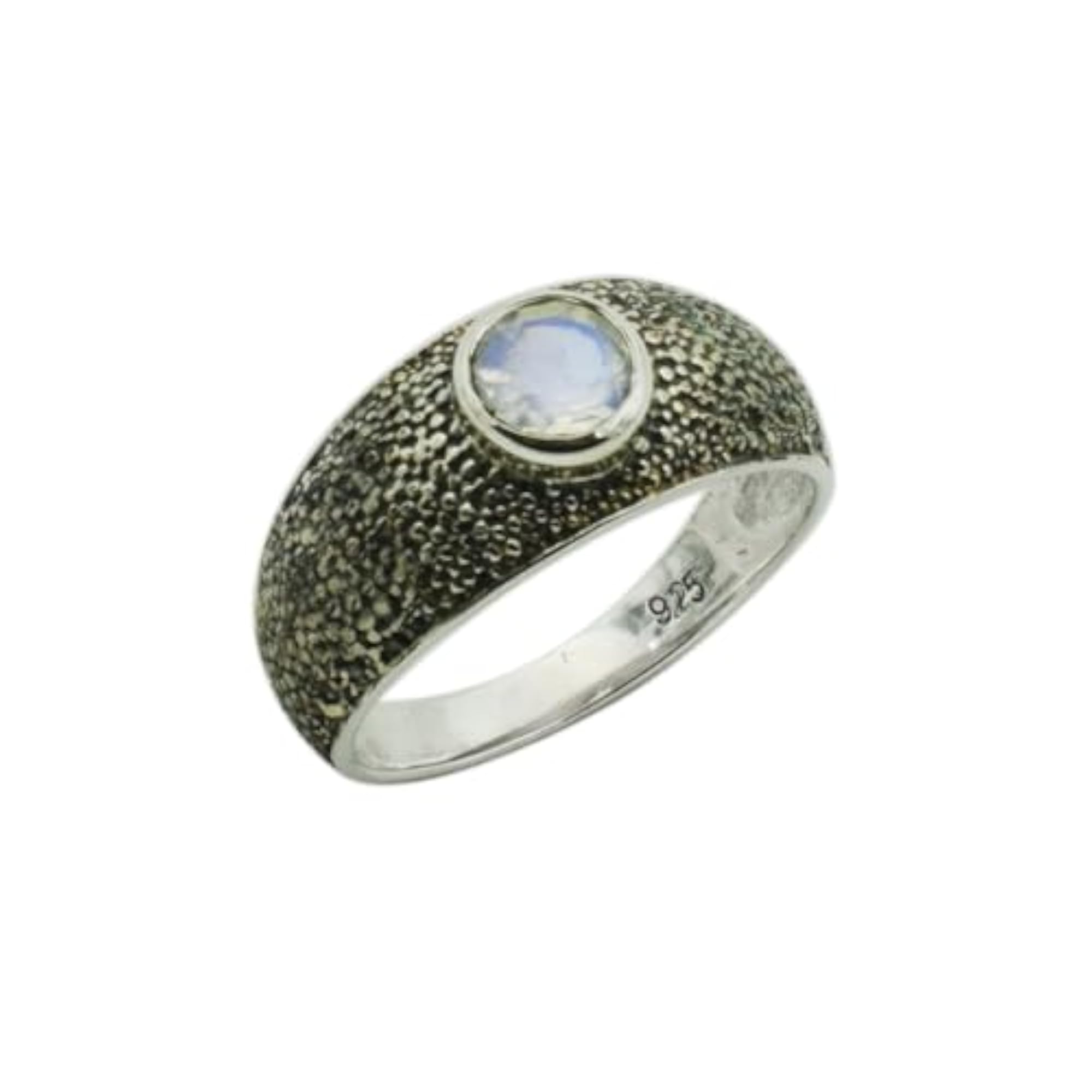 Rainbow Moonstone Gemstone 925 Solid Sterling Silver Oxidized Statement Ring