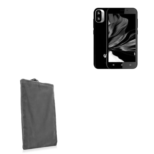 BoxWave Case Compatible with Yezz Liv 3S LTE - Velvet Pouch, Soft Velour Fabric Bag Sleeve with Drawstring - Cool Grey