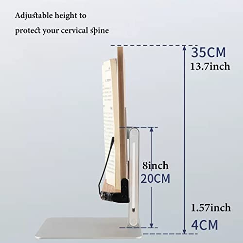Giznxba Book Stand For Reading Height Adjustable Cookbook Holder With Paper Clip, Hands-Free Foldable Textbook Stand, Book Rest For Reading, Recipe Book Holder Stand For Kitchen (Color : /Silver B) #TOP2