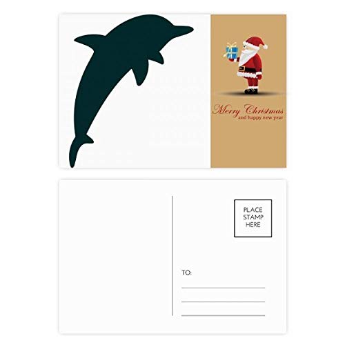 Cartes postales dauphin Père Noël Blue Ocean lot de 20 pour vœux de fin d'année