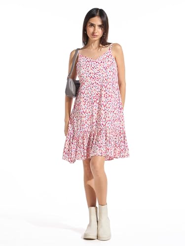 Image of Bewakoof Women's Solid Regular Fit Strappy Shoulder Straps Viscose Dress