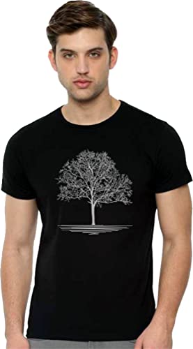 Image of Men's White T-Shirt with Black Tree Design