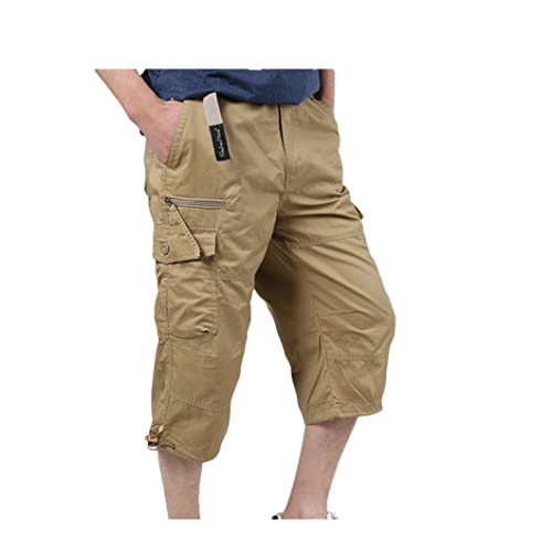 Short cargo homme en coton pour randonnée et loisirs de plein air kaki L