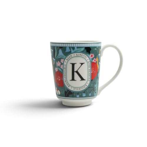 Image of Shay Alphabet Mug 300ml, Letter K Printed Coffee Mug for Girls, Boys, Friends | Ceramic Mug |Glossy Finish | Ceramic Coffee Cup | Porcelain | Microwave Safe (Alphabet Mug - K)