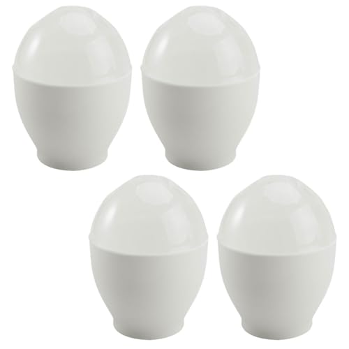 EXAOMBLE Recipiente para Cocer Huevos en Microondas 4 Piezas de Pp Blanco para Preparar Desayuno Rápido y Accesorio de Cocina Práctico