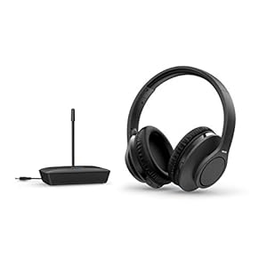Philips H6005BK/10 Draadloze Hoofdtelefoon voor TV Over-Ear (100 m Bereik, 18 Uur Afspeeltijd, 30-mm-Drivers, Passieve Geluidsisolatie, Verstelbare Hoofdband) Zwart – 2020/2021 Model