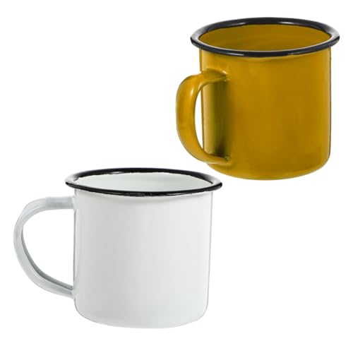 CIYODO Tazas de Hierro Retro Vintage 2 Piezas, Vasos Multiusos para Beber Agua y Té en Hogar, Diseño Ergonómico Resistente y Superficie Lisa, Ideales para Leche, Vino y Bebidas Calientes