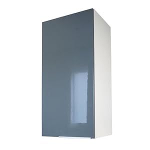 Berlioz Creations CP3HG Hängeschrank für Küche mit 1 Tür in grauem Hochglanz, 30 x 34 x 70 cm, 100 Prozent französische Herstellung