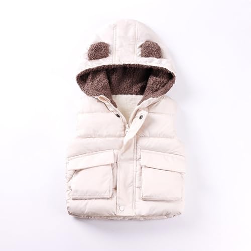 Toddler Boys Girls Hooded Puffer Vest Padded Warm Winter Jacket Sleeveless Bear Ears Zipper Up Coat with Pocket Sherpa Lined3