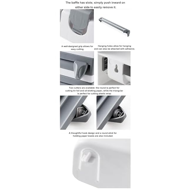 Cling Wrap Dispenser,Aluminum Foil Dispenser - Reusable Cling Film Organizer for Kitchen Drawer Sandwich Bag Leftovers Snack Food Storage Fridge Packing