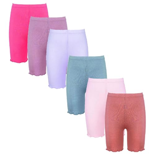 Runhomal 6 Paar Kinder Mädchen Kurze Hose Shorts Radlerhose Panty Einfarbige Fahrradshorts Sport Boxershorts Sicherheitshose Rüschenshorts Type E 98-104