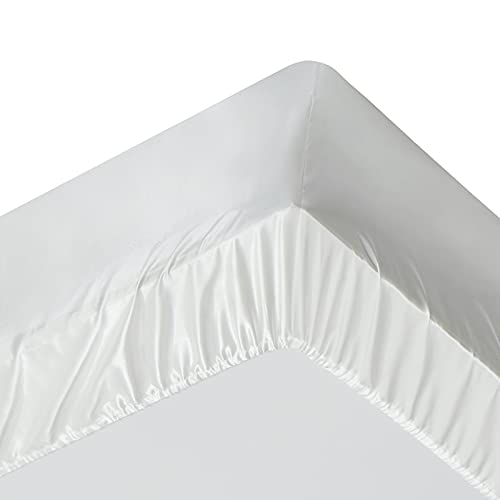 Image of Ersmak 7 Pieces Satin Sheets Set Queen Size, Luxury Silky Ivory White Satin Bed Sheets Set with 1 Deep Pocket Fitted Sheet, 1 Soft Flat Sheet, 4 Queen Pillowcases and 1 Body Pillowcase