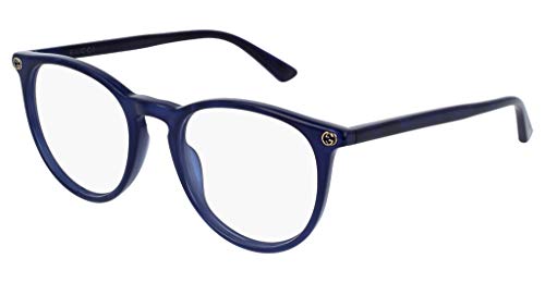 Gucci GG 0027O 005 Blue Plastic Round Eyeglasses 50mm
