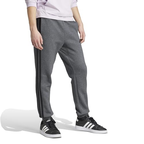 adidas Herren Essential Three Stripes Fleece Pants, Dark Grey Heather/Black, L – Ansicht 6