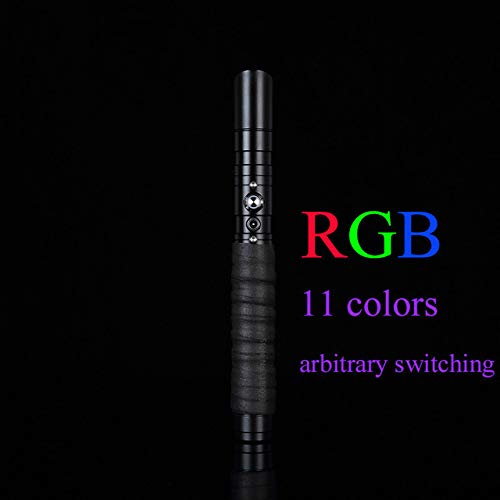 BoMan Lightsaber of Metal Hilt 11 Color RGB Laser Cosplay Toy Luz Luminosa Al Aire Libre Creative Wars Force Fx Lightsaber Light y Blaster Sound, Regalo para niños y Adultos,Negro