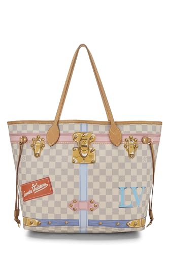 Louis Vuitton, Pre-loved Pink Damier Azur Trunk Neverfull MM, White