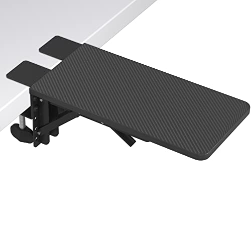 BONTEC Desk Extender Tray, 11.8"x5.9" Table Mount Arm Wrist Rest Shelf, 90°Foldable Elbow Support, Clamp on Computer Arm Rest for Desk, Office & Home Use, Durable & Easy to Install 11.8"*5.9