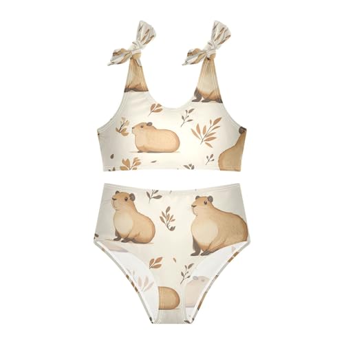 Capybara Capibara Animal Autumn Leaf Girls Tankini Swimsuit Kids Bikini Sets 2 Pcs Bathing Suit 3T3