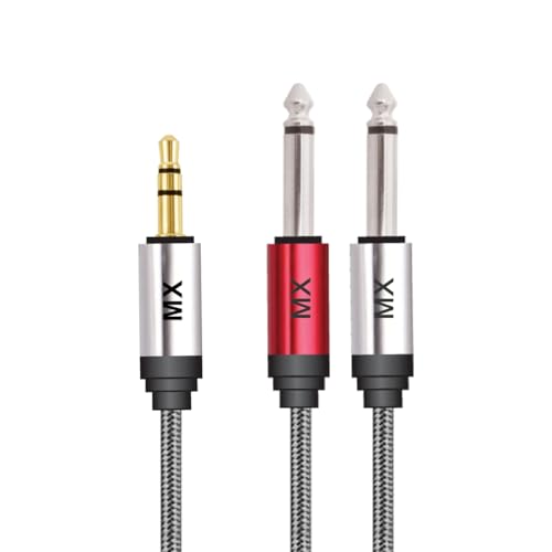 Image of MX 3.5 mm 1 /8 TRS to Dual 6.35 mm 1 /4 TS Mono Breakout Cable Y Spitter Stereo Cord Adapter Compatible with iPhone,iPod,Laptop,CD Players,Power Amplifier,Mixer, Home Stereo Systems 0.5 meters