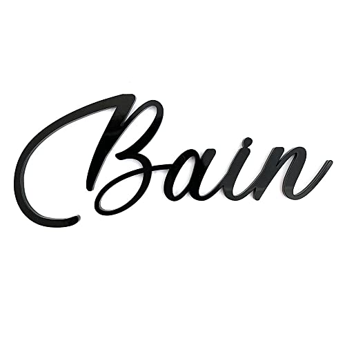 Plaque de Porte Maison - Toilettes, Salon, Chambre, Buanderie, Bain, Cuisine, Mot Décoratif Porte Autocollant 3D Plexi Noir Blanc Or Argent