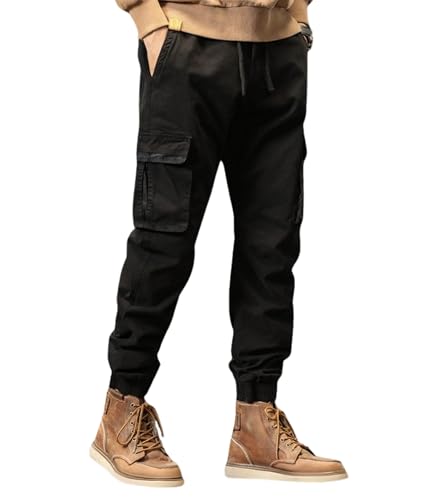 Image of L'MONTE Imported Cargo Joggers for Men | Cotton Cargo Pants for Men | Slim Fit Casual Jogger Pants | Elastic Waist Stretch Trousers