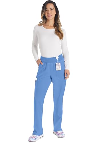 Dickies Women's Scrub Pants Natural Rise Tapered Leg Pull-On Bottoms with 7 Pockets and Knit Waistband DK005, L, Ciel - image 7