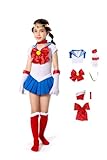 NoryNick Tsukino Usagi - Disfraz de marinero para Halloween, carnaval, juego completo, altura 120-130 cm, color blanco
