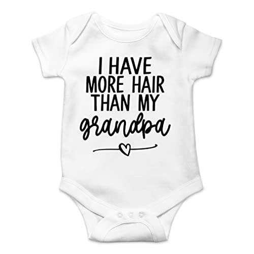 AW Fashions I Have More Hair Than My Grandpa Baby Bodysuit Funny Adorable Newborn Romper Unisex Boys Girls (Newborn, White)