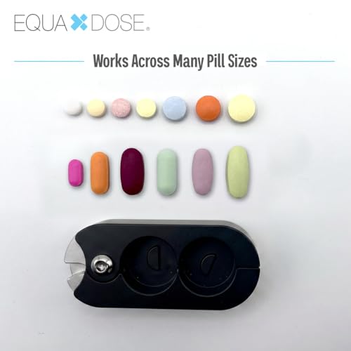 Image of EQUADOSE Pill Splitter with Premium and Durable Aluminum Blades, Black | Safely and Cleanly Cuts Small and Large Tablets, Vitamins, and Pills, Tablet Divider for Accurate Medication Dosing