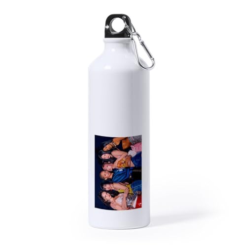 MERCHANDMANIA Bidón Grande 800 ml acero inoxidable grupo cantantes fans chicas internet girl 2 deporte deportivo con mosqueton botella