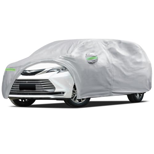 Image of Car Cover Custom Fit for Toyota Sienna 1997-2026, Migaven Waterproof Full Exterior Cover Sun Rain Protection with Door Zipper and Cotton Lining, Silver