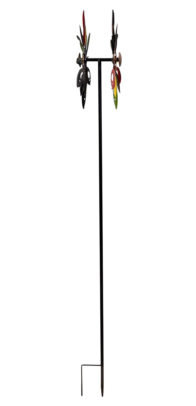Gartenstecker Metall Windrad H120cm Blume Bunt Gartendeko Windmühle Windspiel Garten Metallstecker Blumenstecker Metallblume