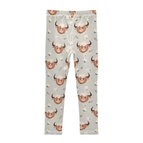 High Cow Yak Daisy Girls Leggings Athletic Pants Tights Stretch Bottom2