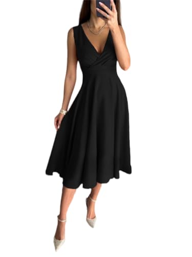 Catalpalev Women's V-Neck Splicing Temperament Swing Dresses Women's Dating Dresses Bridesmaid Wedding Dresses