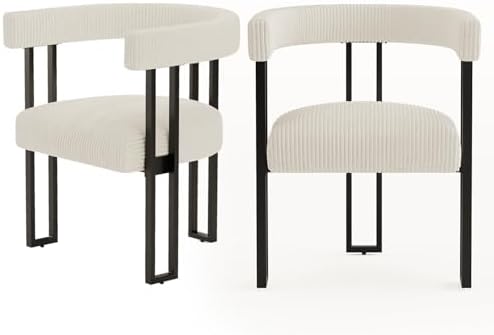VIRRMO Boucle Upholstered Dining Chairs Set of 2 Corduroy Kitchen...