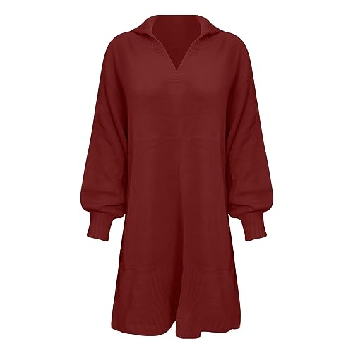 Robe mi-longue en laine pour femme noire taille XXL confortable