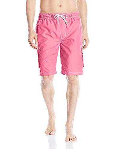 Kanu Surf Men's Barracuda Swim Trunks (Regular & Extended Sizes), Pink, Medium